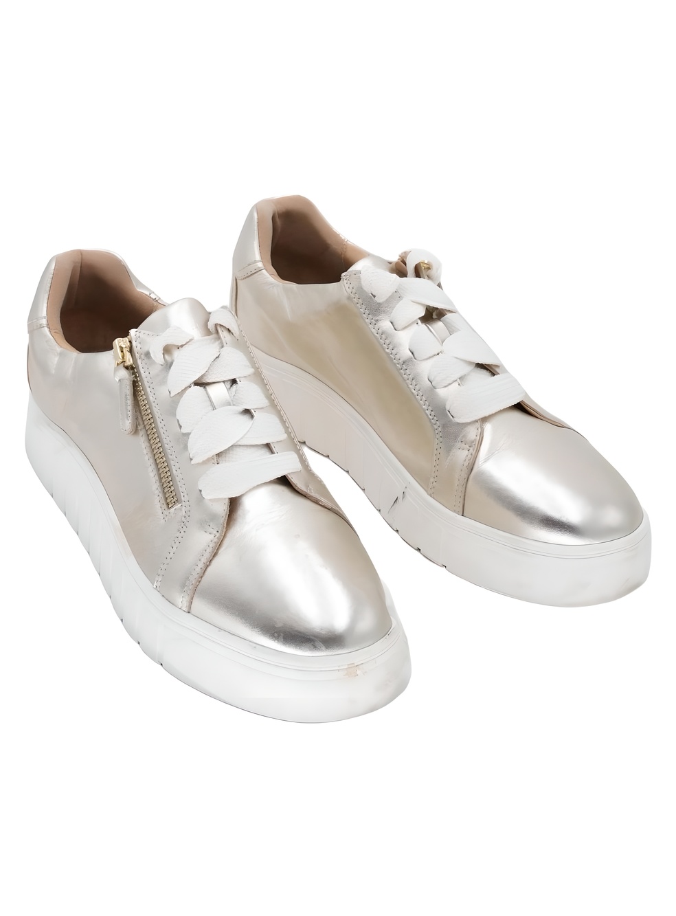 Clarks Womens Mykah Joy Gold Leather Fashion Sneakers Size 11M